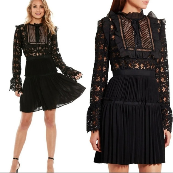 red hall women Dresses & Skirts - Reds Hall Black Adeline Lace Up Pleated Dress Size Women's Small NEW
